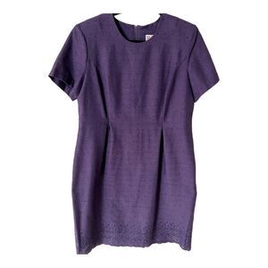 R & K Plus Size Short Sleeve Purple Embroidered Dress Size 14